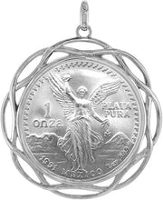 Load image into Gallery viewer, Sterling Silver Braided Edge 1 Onza Plata Libertad Bezel Pendant for 36 mm Coins
