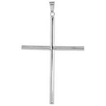 Load image into Gallery viewer, 925 Sterling Silver Plain 4mm Tubular Cross Pendant 3 Inch Tall (75mm)
