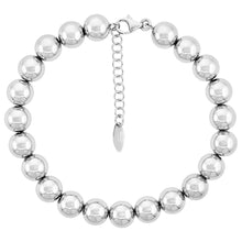 Load image into Gallery viewer, 925 Sterling Silver Solid High Polished Rhodium Bead Ball Bracelet 8mm, 7" Long
