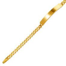 Load image into Gallery viewer, 14K Yellow Gold Shiny Curb Kids ID Bracelet 5mm/4mm Wide 6" Engraving Available
