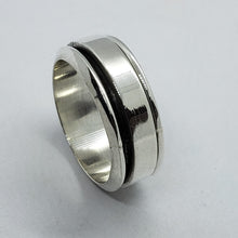 Load image into Gallery viewer, Sterling Silver Spinner Ring Polished Flat Band Handmade Men 5mm / 9mm Size 6~14
