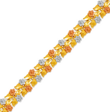 Load image into Gallery viewer, 14K Tri Color Gold Faceted Diamond Cut Bracelet 9mm 7" Chain Brazalete tricolor
