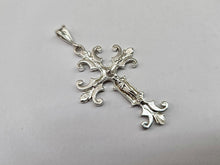 Load image into Gallery viewer, 925 Sterling Silver Fancy Fleury Crucifix Cross Pendant 2 Inch (50mm) Tall
