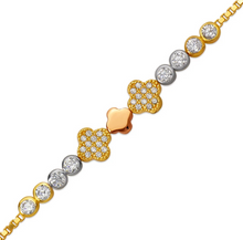 Load image into Gallery viewer, 14K Tricolor Gold 7mm Center, 1mm Ladies Bracelet High Polished Fancy Chain
