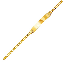 Load image into Gallery viewer, 14K Yellow Gold Figaro Concave ID Bracelet 7mm/4mm 7" 7.5" Engraving Available
