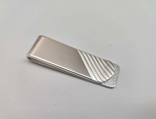 Load image into Gallery viewer, Sterling Silver Money Clip Diagonal Stripes for Men Made in Italy 5/8 X 2 inch

