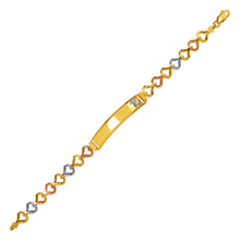 Load image into Gallery viewer, 14K Tri Color Gold Faceted DC 15 Anos ID Bracelet 7.5mm Wide 8mm Center 7" Chain
