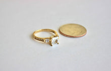 Load image into Gallery viewer, Authentic 14K Yellow Gold Ring CZ Square Design Size 5.5 to 8.5 Gift Ready
