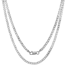 Load image into Gallery viewer, 925 Sterling Silver Beveled Edge Curb Link Chain Necklace Bracelet 3mm 7"-30"
