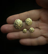 Load image into Gallery viewer, 10K Gold Authentic Nugget Round Diamond Cut Stud Earrings for Men Women 4 Sizes

