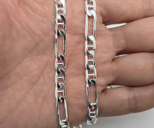 Load image into Gallery viewer, 925 Sterling Silver Beveled Edge Figarucci Link Chain Necklace 6.5mm 7" to 30"
