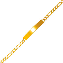 Load image into Gallery viewer, 14K Yellow Gold 5mm Baby ID Bracelet 4mm Figaro Chain 6" Engraving Available
