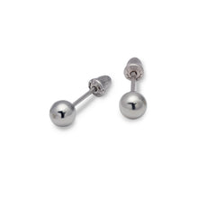 Load image into Gallery viewer, 14K Yellow or White Gold Ball Stud Earrings 4mm Wide 2grams Screw Backing
