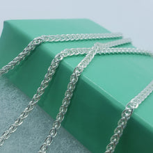 Load image into Gallery viewer, 925 Solid Sterling Silver Spiga Wheat Chain Necklace Men Women 1.5mm, 16" - 24"
