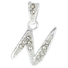 Load image into Gallery viewer, 925 Sterling Silver CZ Action Initial Letter Alphabet Pendant 3/4 Inch Wide
