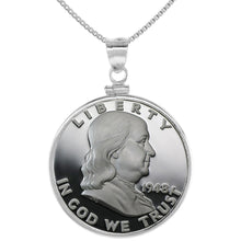 Load image into Gallery viewer, 925 Sterling Silver 50 Cent Half Dollar Coin Bezel 30mm Screw Top Coin Edge
