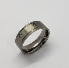 Load image into Gallery viewer, 8mm Titanium Wedding Band Cross Ring Deep Carving Grooved Edges Fit Sizes 6-14
