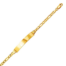 Load image into Gallery viewer, 14K Yellow Gold Figaro Concave ID Bracelet 7mm/4mm 7" 7.5" Engraving Available
