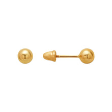 Load image into Gallery viewer, 14K Yellow or White Gold Ball Stud Earrings 4mm Wide 2grams Screw Backing

