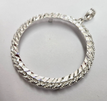 Load image into Gallery viewer, 925 Sterling Silver Rope Edge Prong Back Bezel for 47mm 2 oz Pancho Villa Coin
