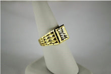 Load image into Gallery viewer, 10K Real Two-Tone Gold Initial Alphabet Letter Band Ring Diamond Cut for Men
