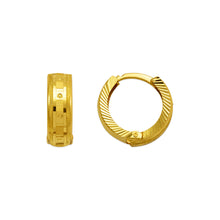 Load image into Gallery viewer, 14K Real Yellow Gold Diamond Cut Small Round Hinged Hoop 5mm Huggie Earrings
