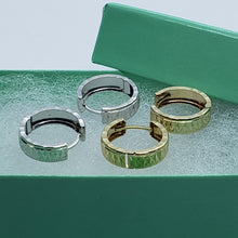 Load image into Gallery viewer, 14K Real Yellow White Gold Huggie Hoop Earrings Diamond Cut Round 13mm Men Women

