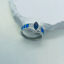 Load image into Gallery viewer, Sterling Silver Marquise Amethyst CZ Synthetic Opal Ring
