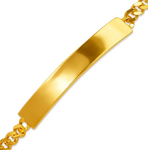 Load image into Gallery viewer, 14K Yellow Gold Shiny Curb Kids ID Bracelet 5mm/3mm Wide 6" Engraving Available

