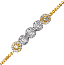 Load image into Gallery viewer, 14K Two Tone Gold 6mm Center, 1mm Bracelet Ladies High Polished Fancy Chain
