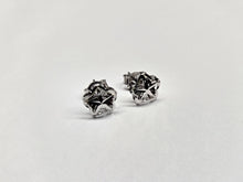 Load image into Gallery viewer, 14K White Gold High Polished Diamond Cut Flower Small Stud Earrings 7mm

