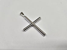 Load image into Gallery viewer, 925 Sterling Silver Plain 4mm Tubular Cross Pendant 1 3/4 Inch Tall (44mm)

