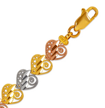 Load image into Gallery viewer, 14K Tri Color Gold Faceted Diamond Cut Bracelet 8 mm 7" Chain Brazalete tricolor
