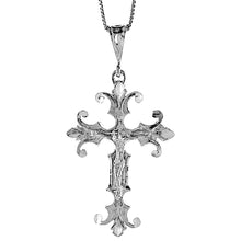 Load image into Gallery viewer, 925 Sterling Silver Fancy Fleury Crucifix Cross Pendant 2 Inch (50mm) Tall
