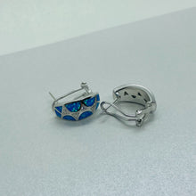 Load image into Gallery viewer, Sterling Silver Synthetic Opal Earrings Cubic Zirconia Accent
