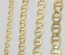 Load image into Gallery viewer, 10K Solid Yellow Gold Mariner Link Chain Bracelet Necklace 3.2mm~6mm Size 7"~26"

