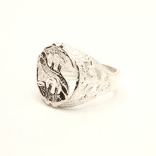 Load image into Gallery viewer, 925 Sterling Silver Detailed Dollar Sign Diamond Cut Finish Ring 3/4 Inch Wide
