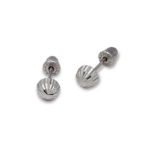Load image into Gallery viewer, 14K Yellow or White Gold Diamond Cut Ball Stud Earrings 5mm Wide Screw Backing

