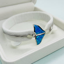 Load image into Gallery viewer, Sterling Silver Synthetic Opal Whale Tail Bracelet Women lobster lock
