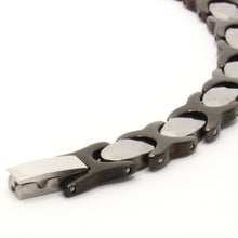 Load image into Gallery viewer, Tungsten Carbide Ceramic 2-Tone Black &amp; Rhombus Facets Magnetic Therapy Bracelet
