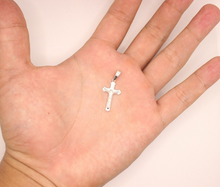 Load image into Gallery viewer, 925 Sterling Silver Dainty Detailed Line Texture Budded Crucifix Cross Pendant
