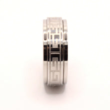 Load image into Gallery viewer, Stainless Steel Reflective High Polish Etched Greek Key Center Spinner Ring 8mm
