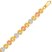 Load image into Gallery viewer, 14K Tri Color Gold Faceted Diamond Cut Bracelet 6mm 7" Chain Brazalete tricolor

