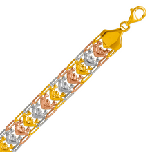 Load image into Gallery viewer, 14K Tricolor Gold Bohemian Style Gypsy Boho Hand Chain Bracelet 11mm 7" 7.5" 8"
