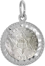 Load image into Gallery viewer, 925 Sterling Silver Three Cent Bezel Prong Back Rope Edge 14 mm Coins
