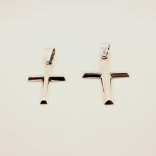 Load image into Gallery viewer, 925 Sterling Silver Smooth Simple Beveled Edge Cross Pendant 2 Sizes
