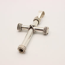 Load image into Gallery viewer, 925 Sterling Silver Thick Cylindrical Cross Pendant with Rope Textured Edges
