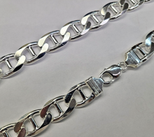 Load image into Gallery viewer, 925 Sterling Solid Silver Italy Flat Mariner Link Chain Necklace Bracelet 13.5mm
