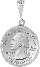 Load image into Gallery viewer, Sterling Silver Quarter Dollar Bezel 24mm Coins Prong Back Square Edge 25 Cent
