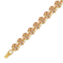 Load image into Gallery viewer, 14K Tricolor Gold Fancy Frog Bracelet High Polished Satin Finished 10mm Wide
